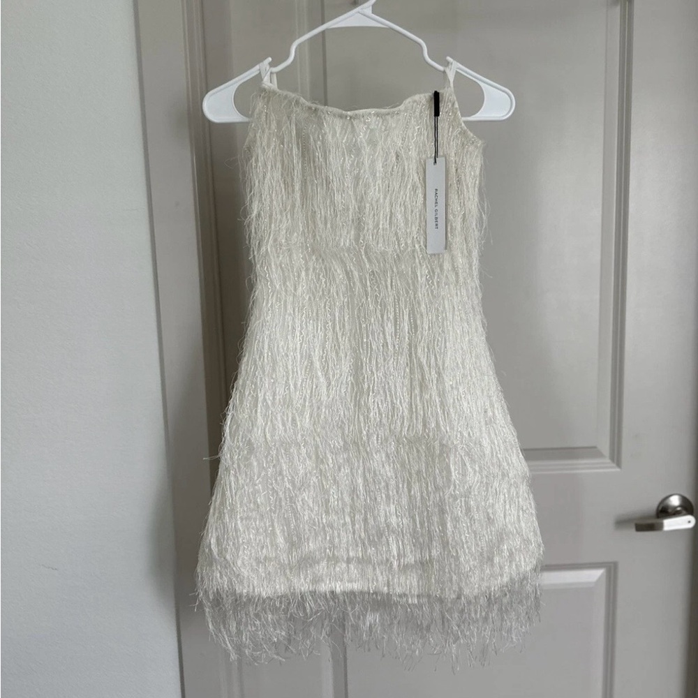 Rachel Gilbert White Strapless Feather Mini Dress - Picture 5 of 7
